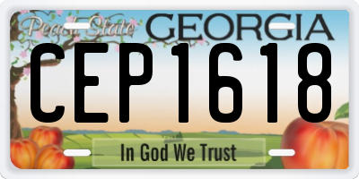 GA license plate CEP1618