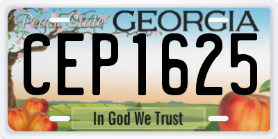 GA license plate CEP1625
