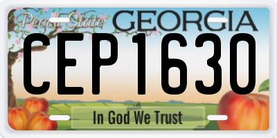 GA license plate CEP1630