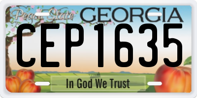 GA license plate CEP1635