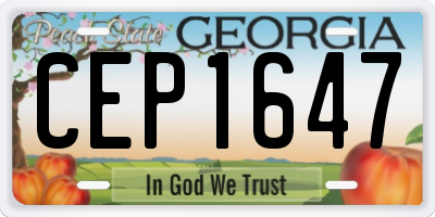 GA license plate CEP1647
