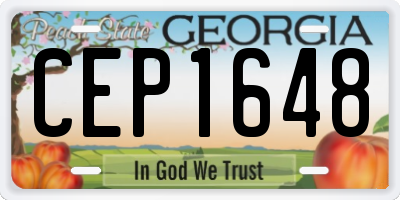 GA license plate CEP1648