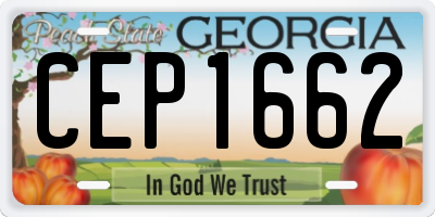 GA license plate CEP1662