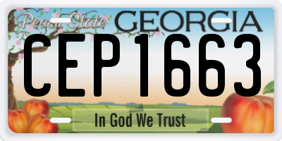 GA license plate CEP1663