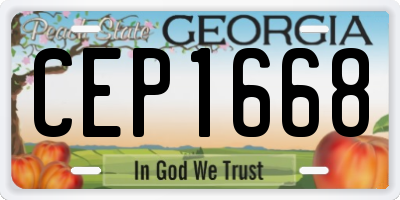 GA license plate CEP1668