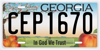 GA license plate CEP1670