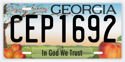 GA license plate CEP1692