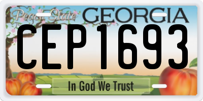 GA license plate CEP1693