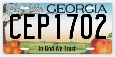 GA license plate CEP1702