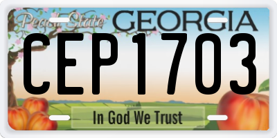 GA license plate CEP1703