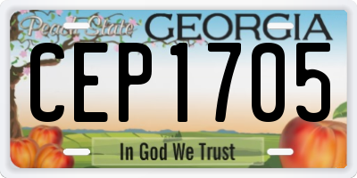 GA license plate CEP1705