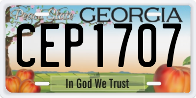 GA license plate CEP1707