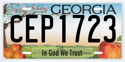 GA license plate CEP1723