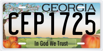 GA license plate CEP1725
