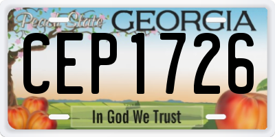 GA license plate CEP1726