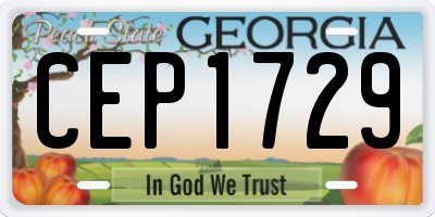 GA license plate CEP1729