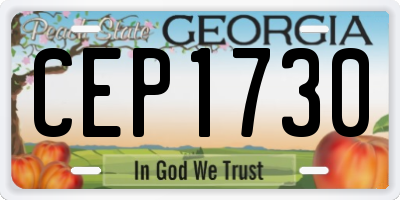 GA license plate CEP1730