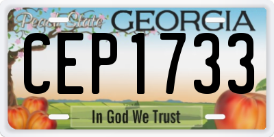 GA license plate CEP1733