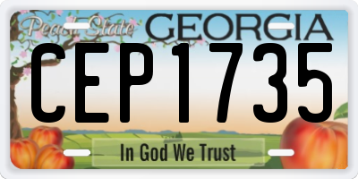 GA license plate CEP1735