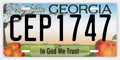 GA license plate CEP1747