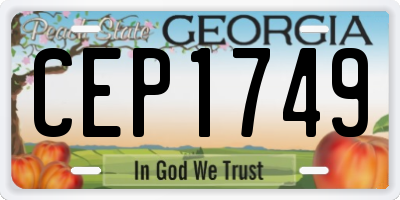 GA license plate CEP1749