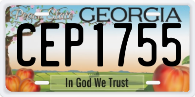 GA license plate CEP1755