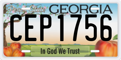 GA license plate CEP1756
