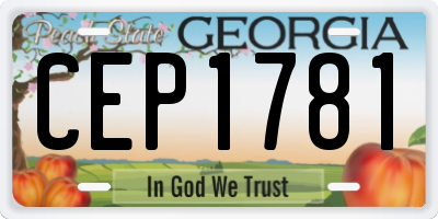 GA license plate CEP1781