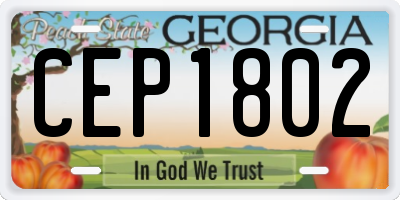 GA license plate CEP1802