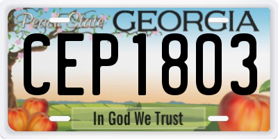 GA license plate CEP1803