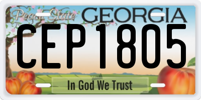 GA license plate CEP1805