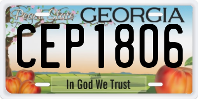 GA license plate CEP1806