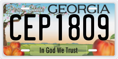 GA license plate CEP1809