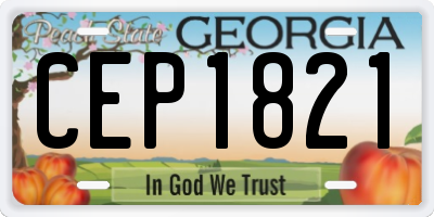 GA license plate CEP1821