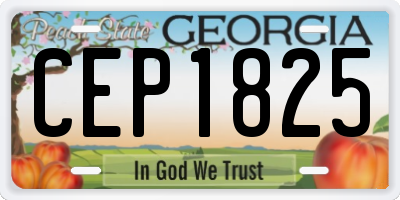 GA license plate CEP1825