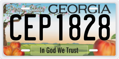 GA license plate CEP1828