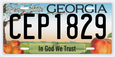 GA license plate CEP1829