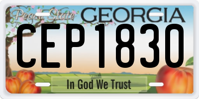 GA license plate CEP1830