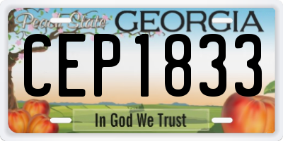 GA license plate CEP1833