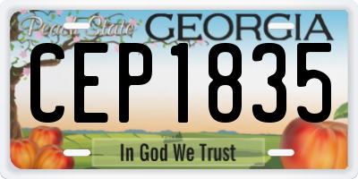 GA license plate CEP1835