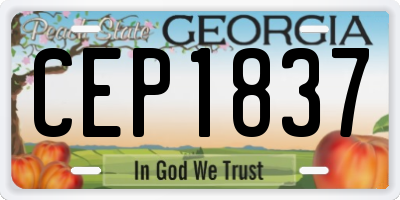 GA license plate CEP1837