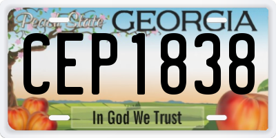 GA license plate CEP1838
