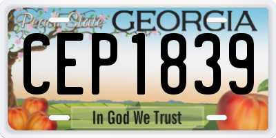 GA license plate CEP1839