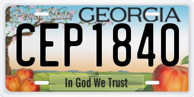 GA license plate CEP1840