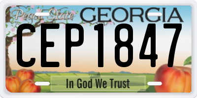 GA license plate CEP1847