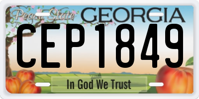 GA license plate CEP1849