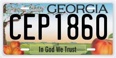 GA license plate CEP1860