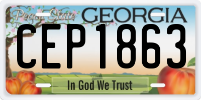 GA license plate CEP1863
