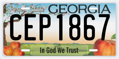 GA license plate CEP1867