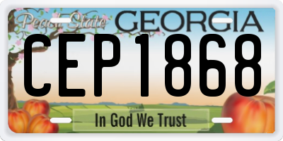 GA license plate CEP1868